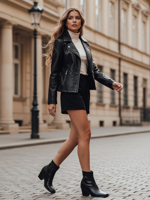 Ženski jesenski črni škornji Dstreet ZY1018