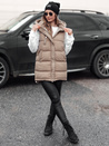 Ženski prešiti telovnik s kapuco VESTICA beige Dstreet TY4780