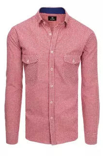 Moška karirasta srajca Barva rdeča-Bela DSTREET DX2122