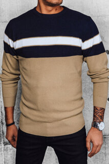 Moški črtast pulover Barva Bež DSTREET WX2192