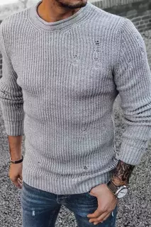Moški klasičen pulover Barva Svetlosiva DSTREET WX1989