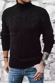 Moški pulover z ovratnikom Barva Črna DSTREET WX1977