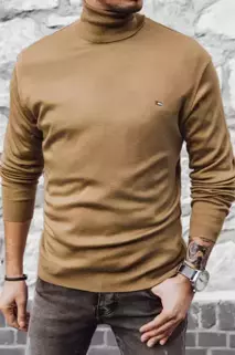 Moški pulover z ovratnikom Barva rjav DSTREET WX2019