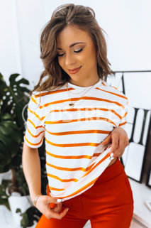 Ženska majica v črtah FABULOUS MOMENT Barva Oranžna DSTREET RY2151