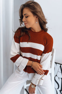 Ženski kratek pulover AMELIA Barva kamela-Bela DSTREET MY1858z