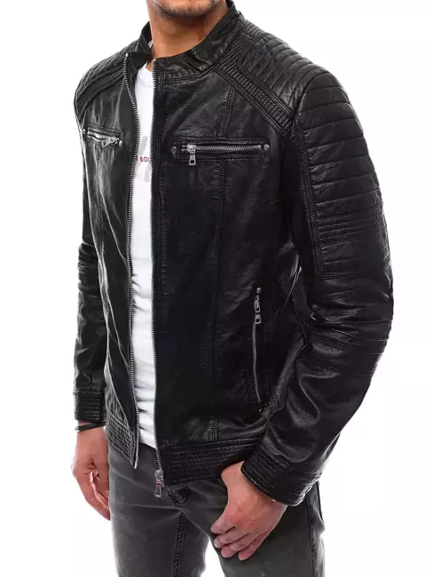 Moška usnjena jakna Barva Črna DSTREET TX4070