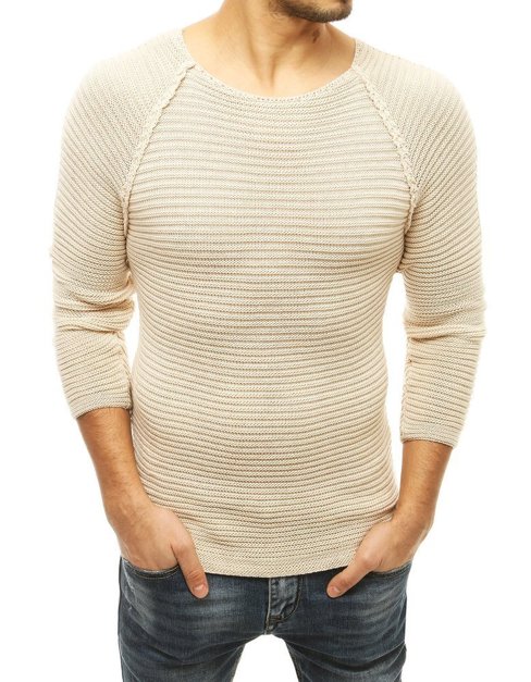 Moški klasičen pulover Barva Bež DSTREET WX1578