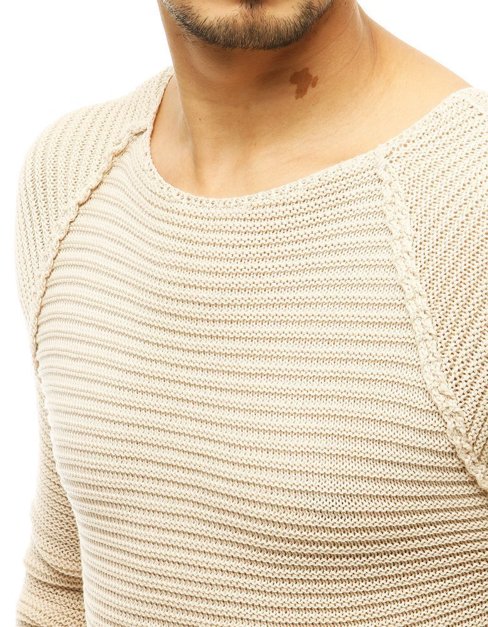 Moški klasičen pulover Barva Bež DSTREET WX1578